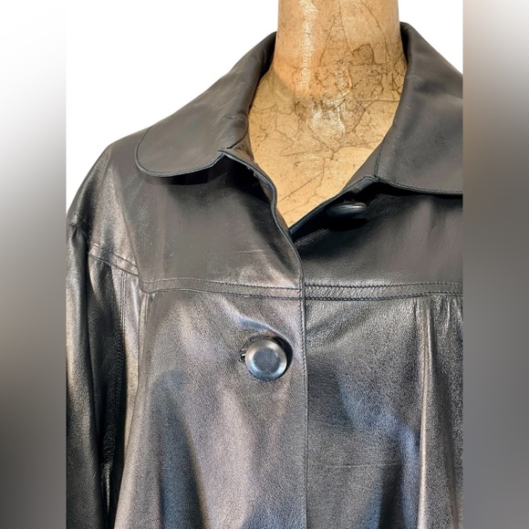 CHESTER Black soft Lambskin/Kid Leather Jacket, wide sleeves, cape illusion - Picture 10 of 12